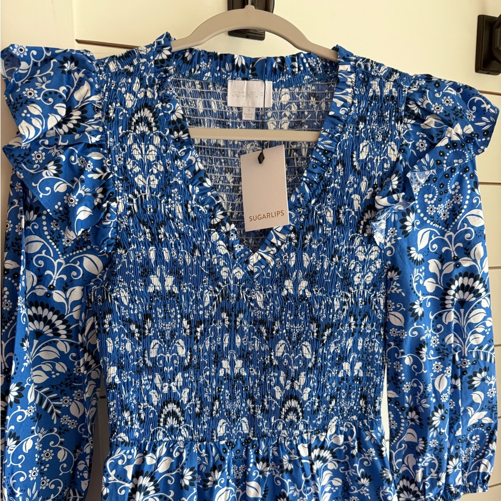 Blue Floral Maxi Dress - Picture 2 of 4